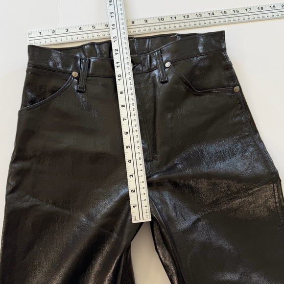 VTG WRANGLER Jeans Womens 27 Black Coated Denim Faux Leather High Rise Vinyl - Picture 9 of 15